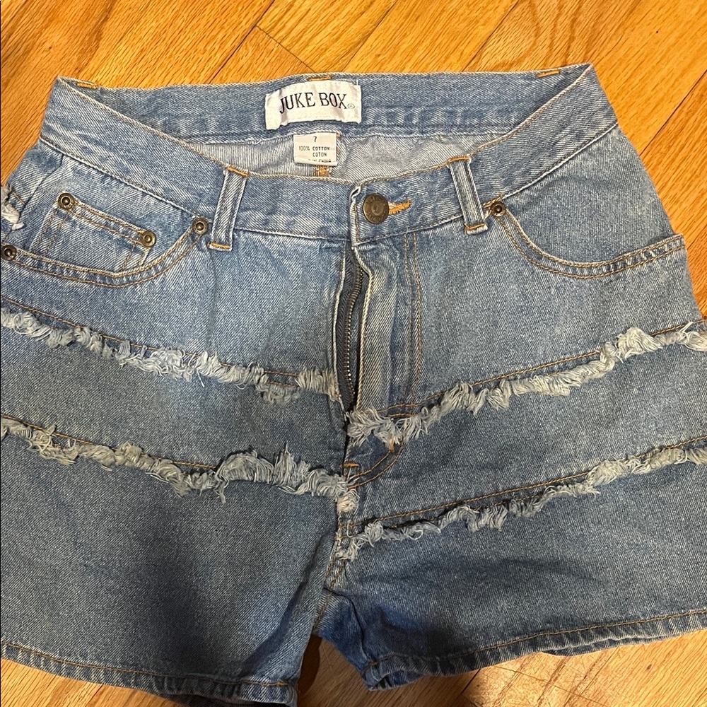 Distressed Denim Women's Shorts - Light Blue